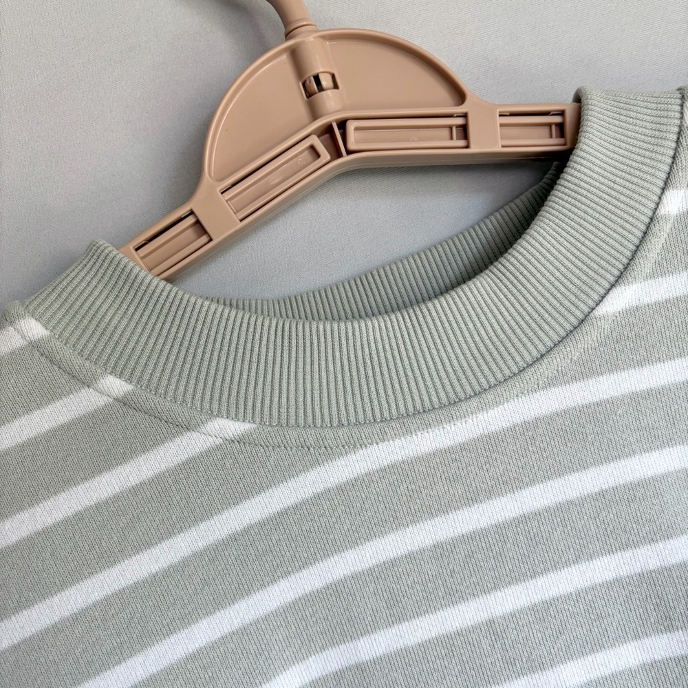 Lululemon Cotton French Terry Crew Sweatshirt Sz XL Stripe Vapor White EUC - Picture 6 of 14